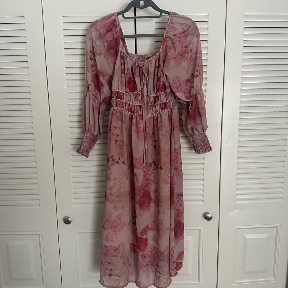 Elegant Floral Pink Dress